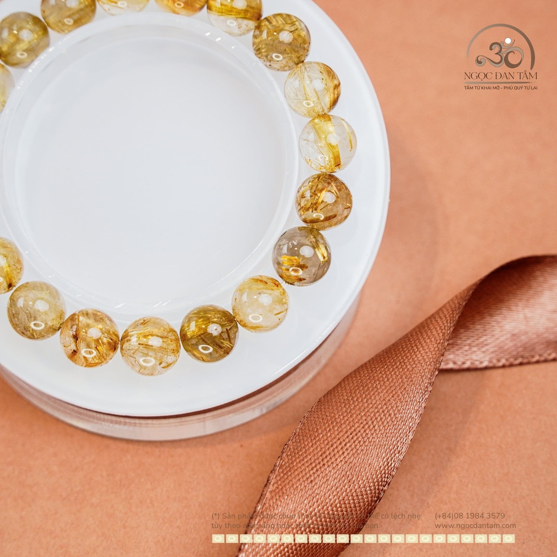  Vòng Tay Thạch Anh Tóc Vàng 10mm 7A 