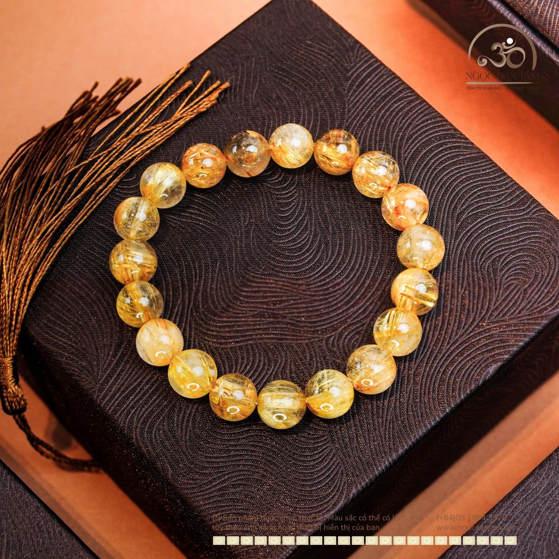  Vòng Tay Thạch Anh Tóc Vàng 10mm 7A 