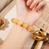  Vòng Tay Thạch Anh Tóc Vàng 14mm 7A 