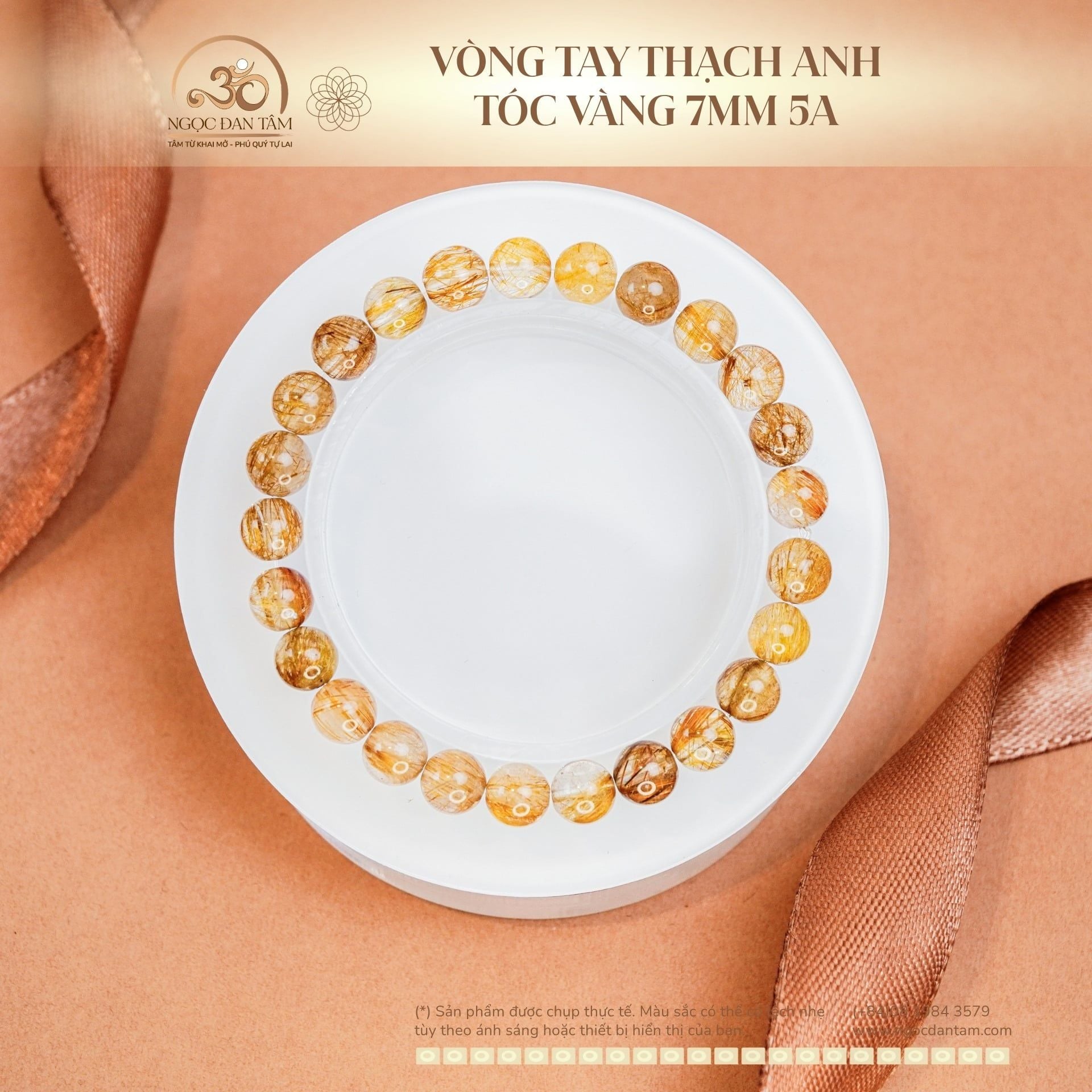  Vòng Tay Thạch Anh Tóc Vàng 7mm 5A 