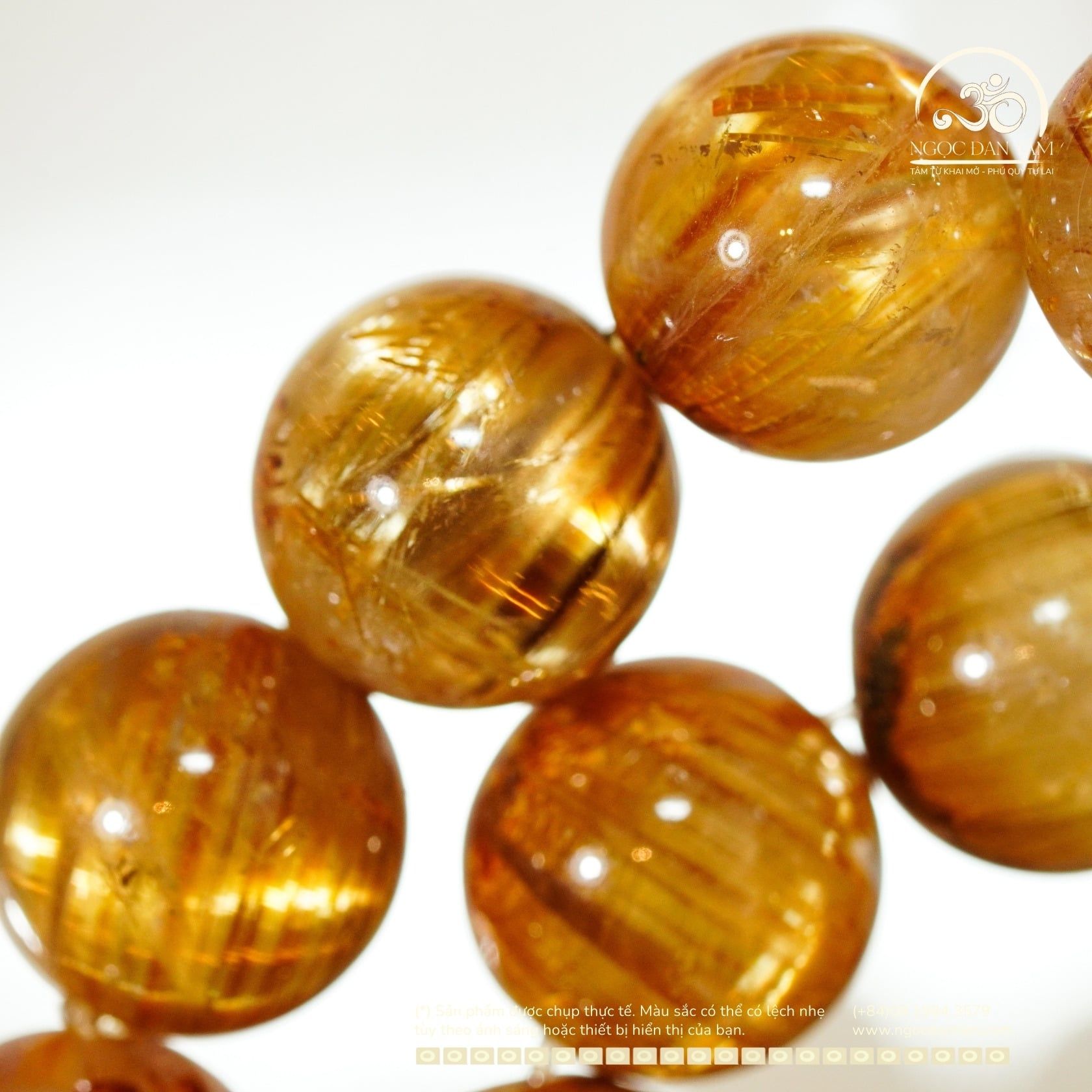  Vòng Tay Thạch anh tóc vàng đồng trục VIP 9mm 