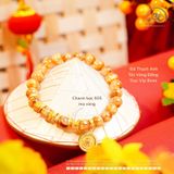  Vòng Tay Thạch Anh Tóc Vàng Đồng Trục Vip 8mm Phối Mặt Dây Chuyền Đính Đá 
