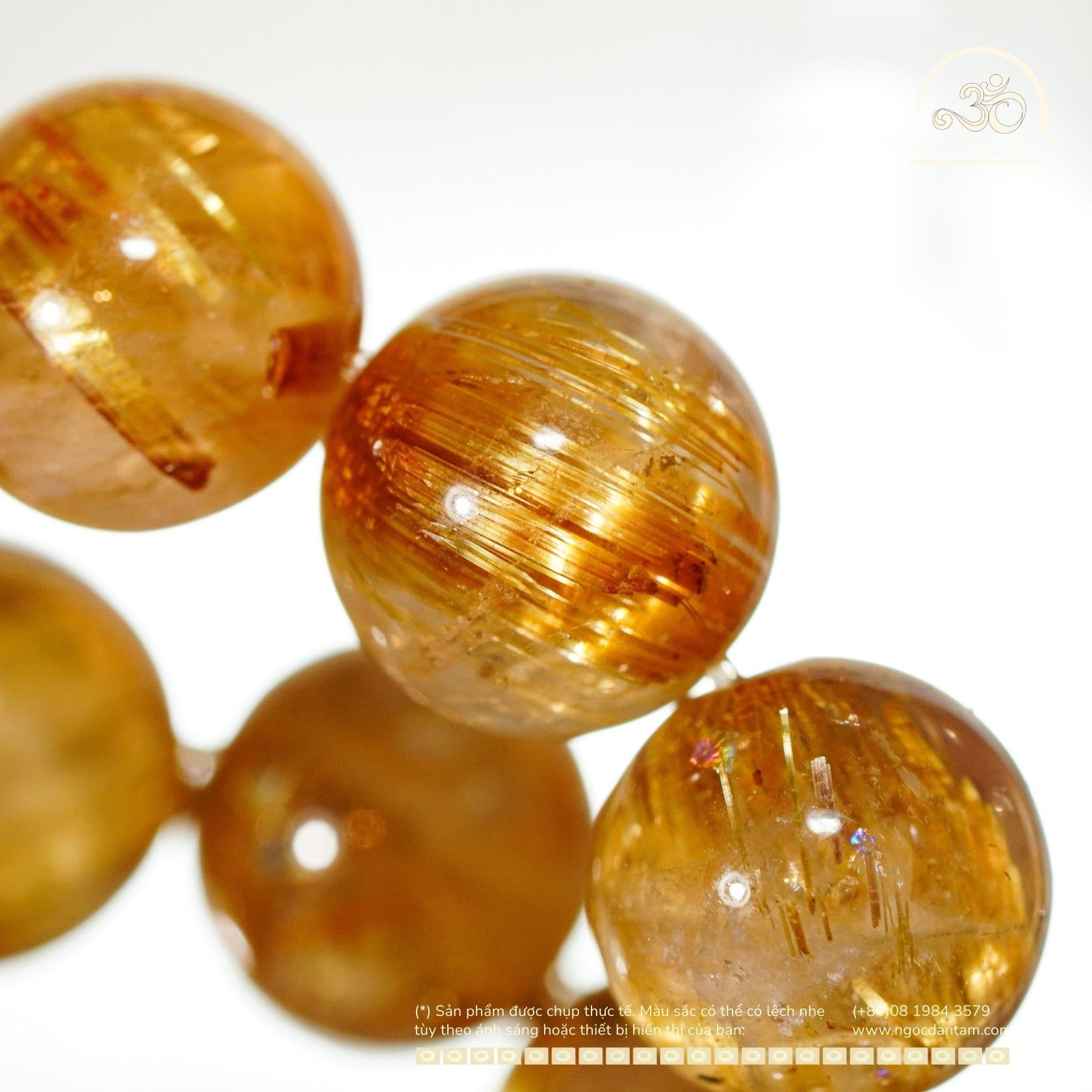  Vòng Tay Thạch anh tóc vàng đồng trục VIP 9mm 