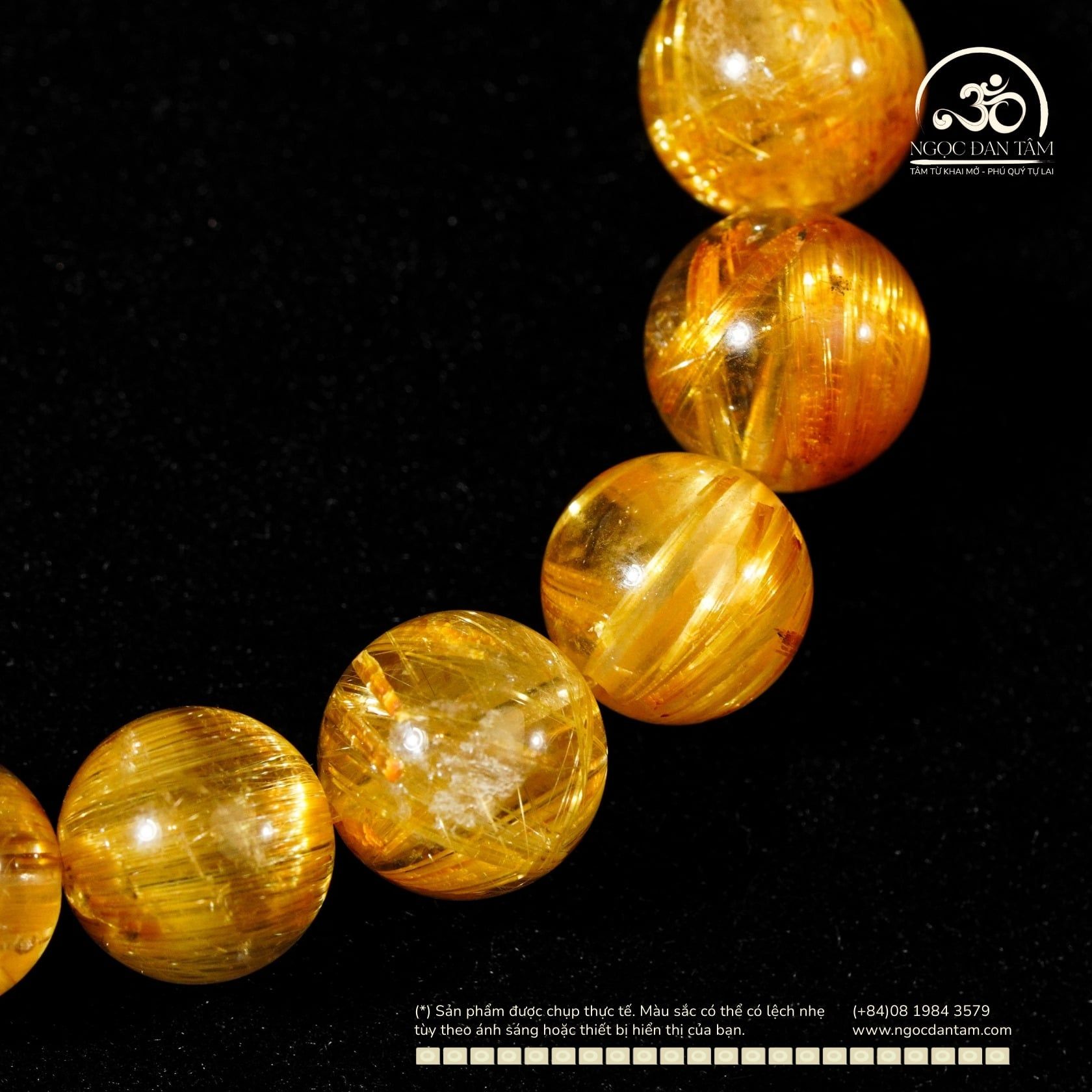  Vòng Tay Thạch anh tóc vàng đồng trục VIP 9mm 