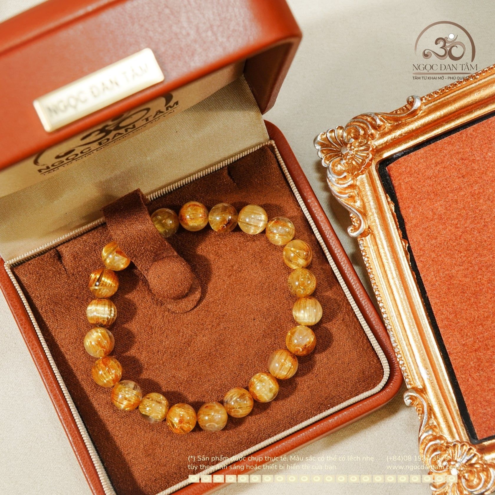  Vòng Tay Thạch anh tóc vàng đồng trục VIP 9mm 