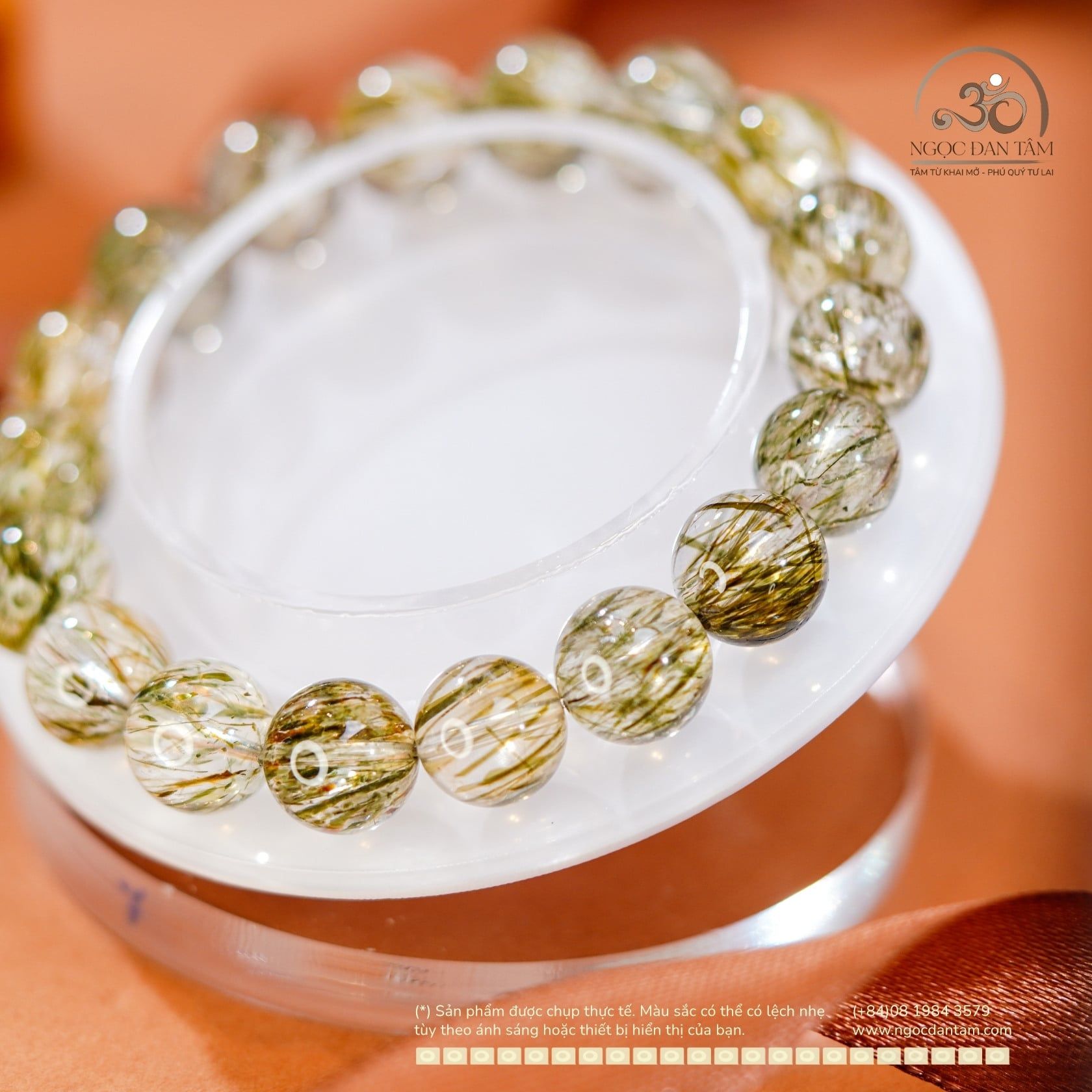  Vòng Tay Thạch Anh Tóc Xanh 11mm 5A 