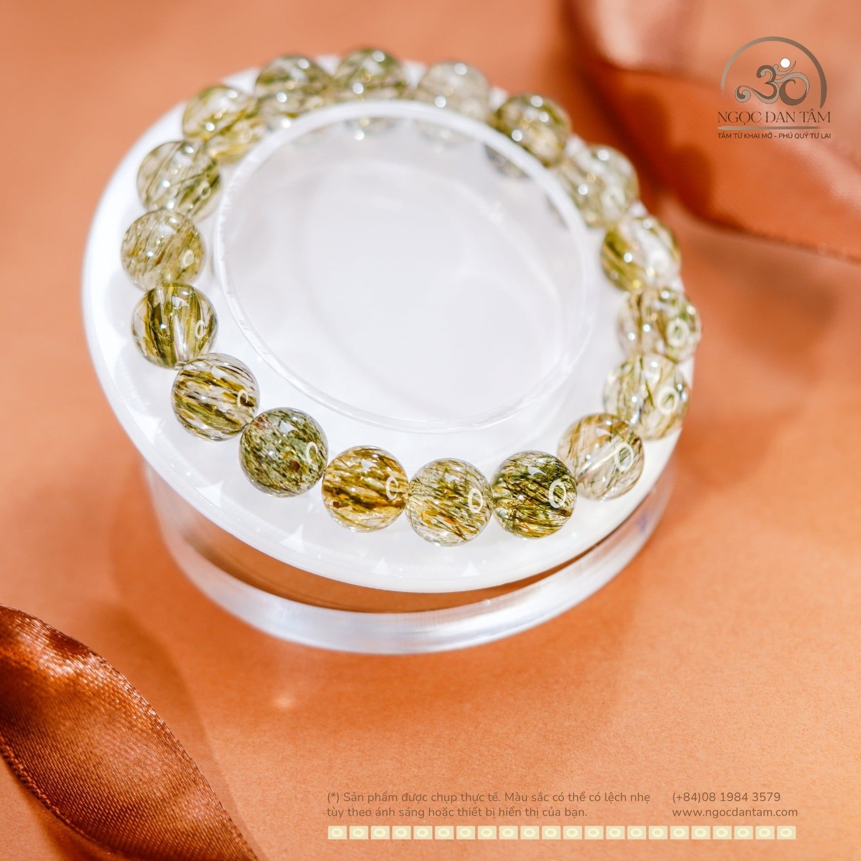  Vòng Tay Thạch Anh Tóc Xanh 11mm 5A 