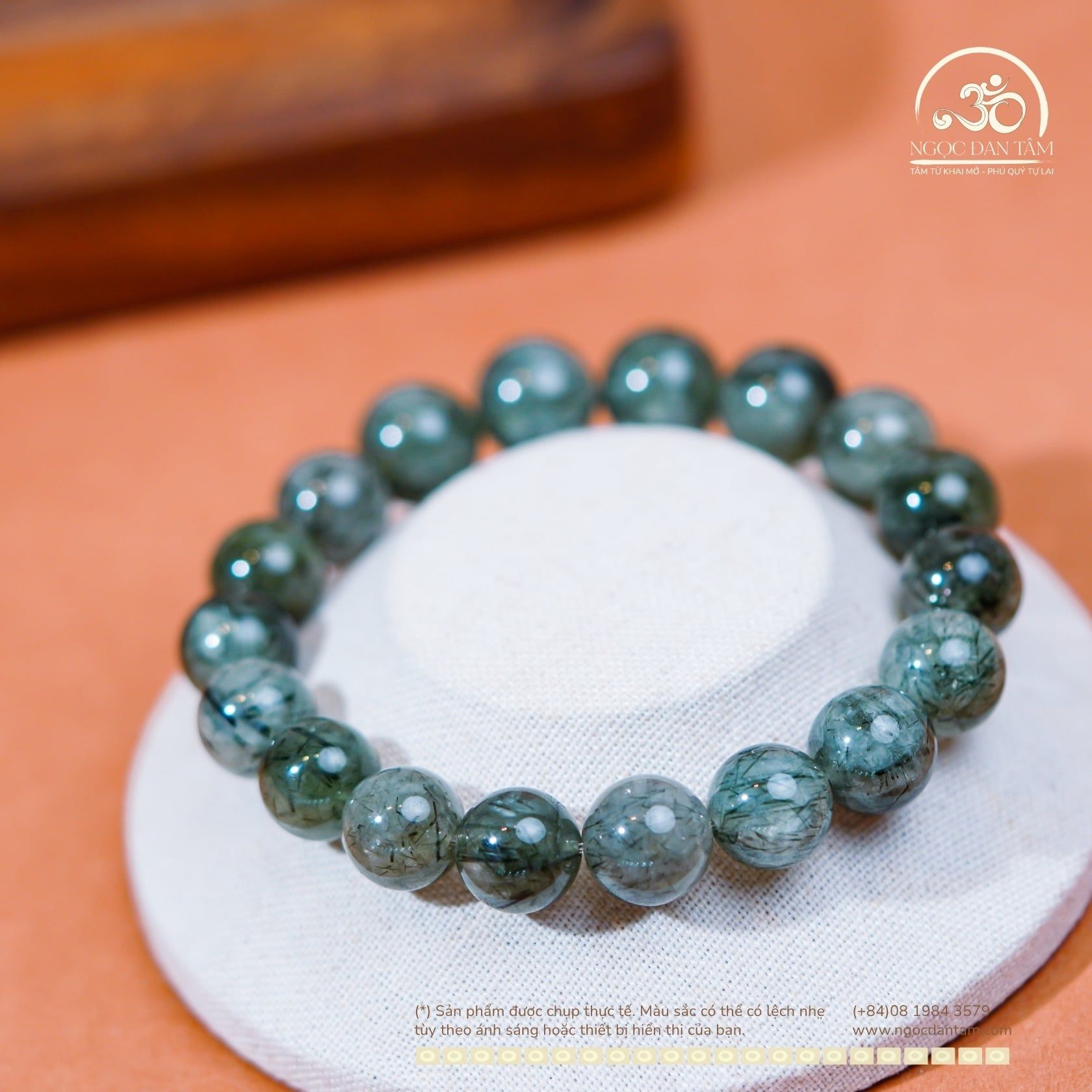  Vòng Tay Đá Thạch Anh Tóc Xanh 11mm 3A 