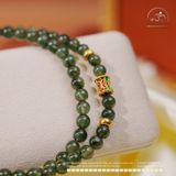  Chuỗi Vòng Tay Thạch Anh Tóc Xanh Đồng Trục VIP 6mm Phối Charm Bạc 925 Mạ Vàng 