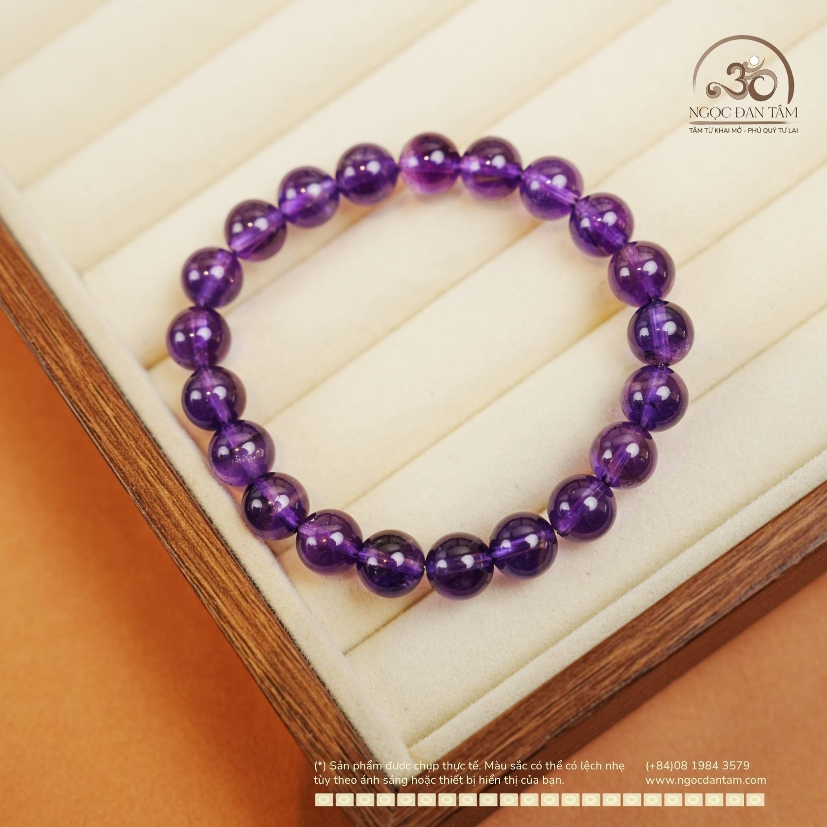  Vòng Tay Đá Thạch Anh Tím 8mm 6A 
