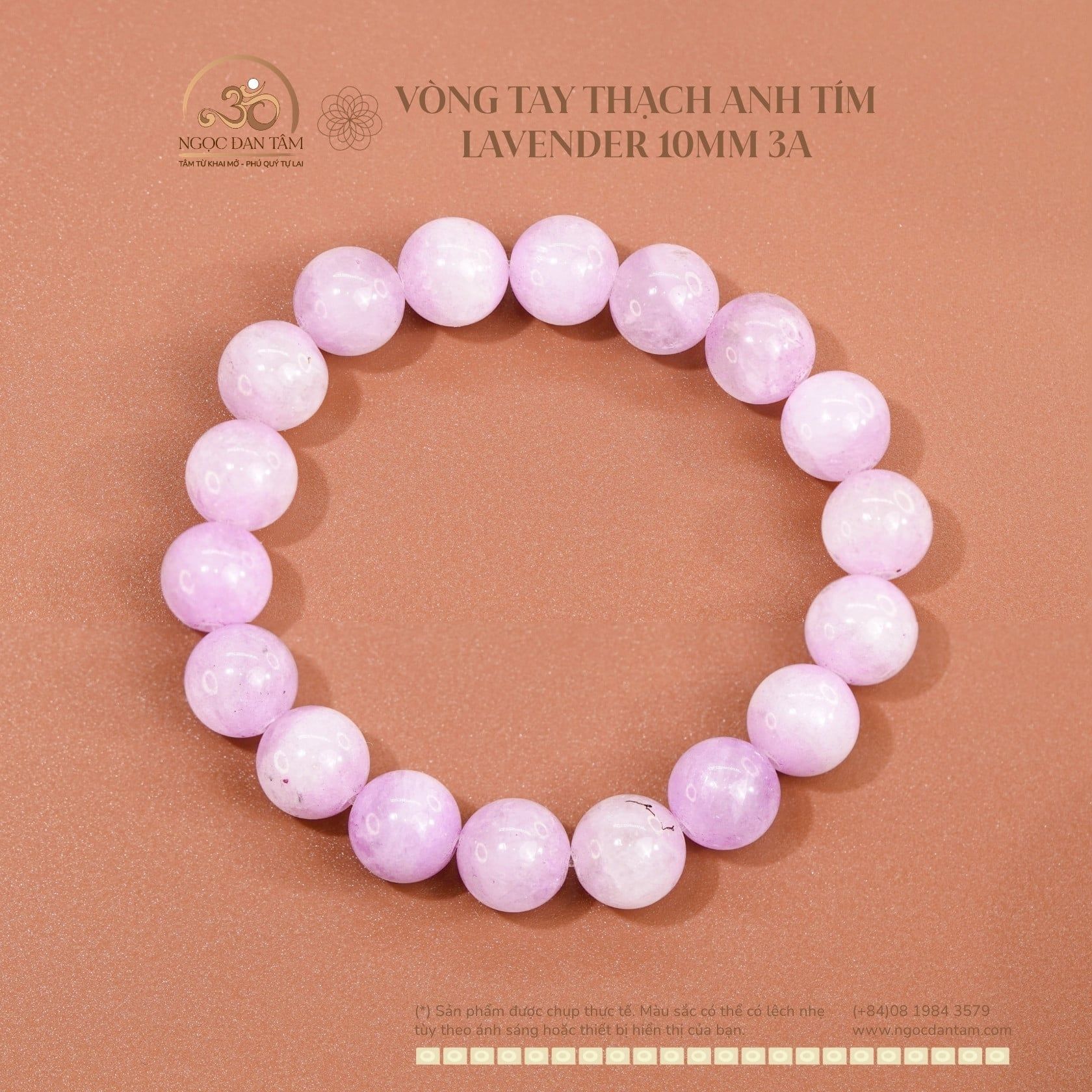  Vòng Tay Thạch Anh Tím Lavender 10mm 3A 