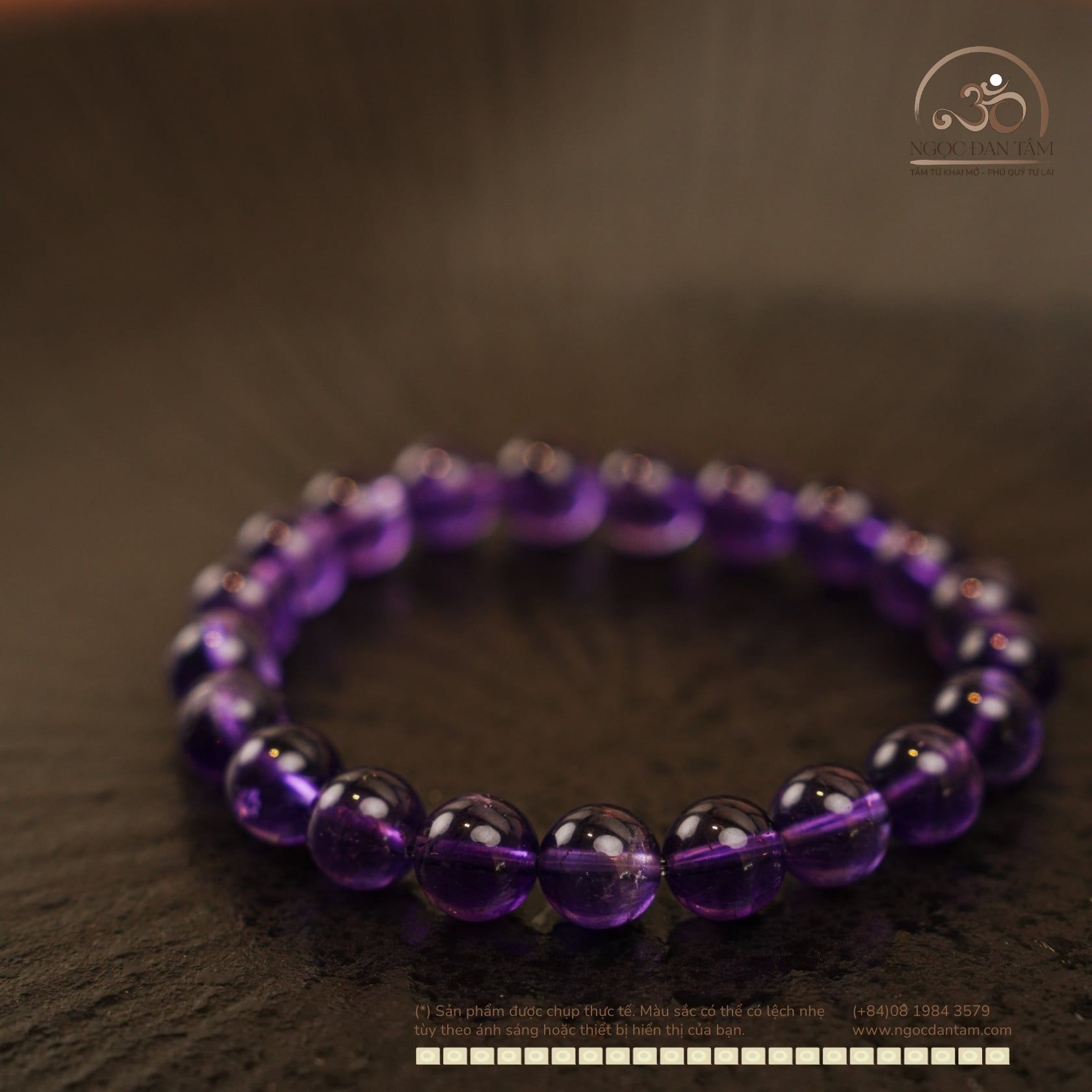  Vòng Tay Đá Thạch Anh Tím 8mm 6A 