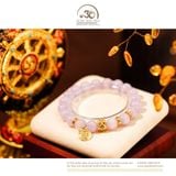  Vòng Tay Thạch Anh Tím Lavender 10mm 3A Phối Charm Diện Phật Chùy Kim Cang Đôi 