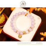  Vòng Tay Thạch Anh Tím Lavender 10mm 3A Phối Charm Diện Phật Chùy Kim Cang Đôi 