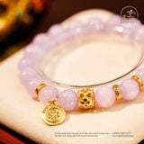  Vòng Tay Thạch Anh Tím Lavender 10mm 3A Phối Charm Diện Phật Chùy Kim Cang Đôi 