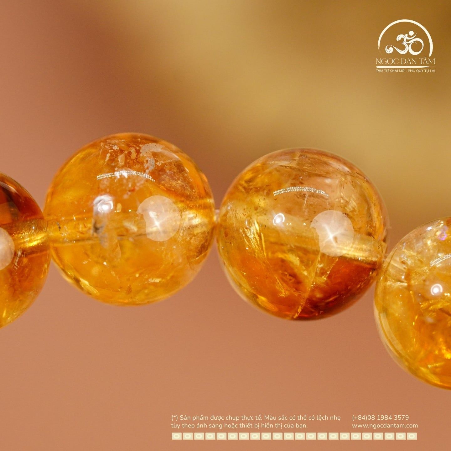  Vòng Tay Thạch Anh Vàng Hoa Bay 8mm 3A 