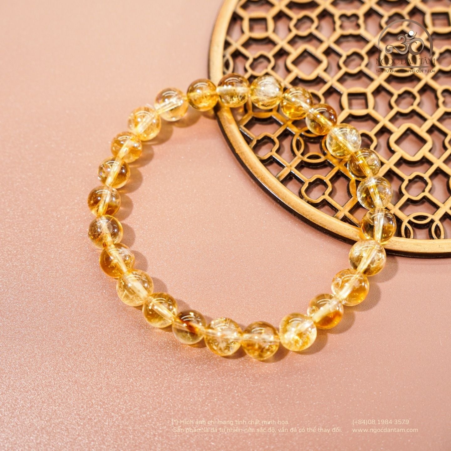 Vòng Tay Thạch Anh Vàng Hoa Bay 7mm 3A 
