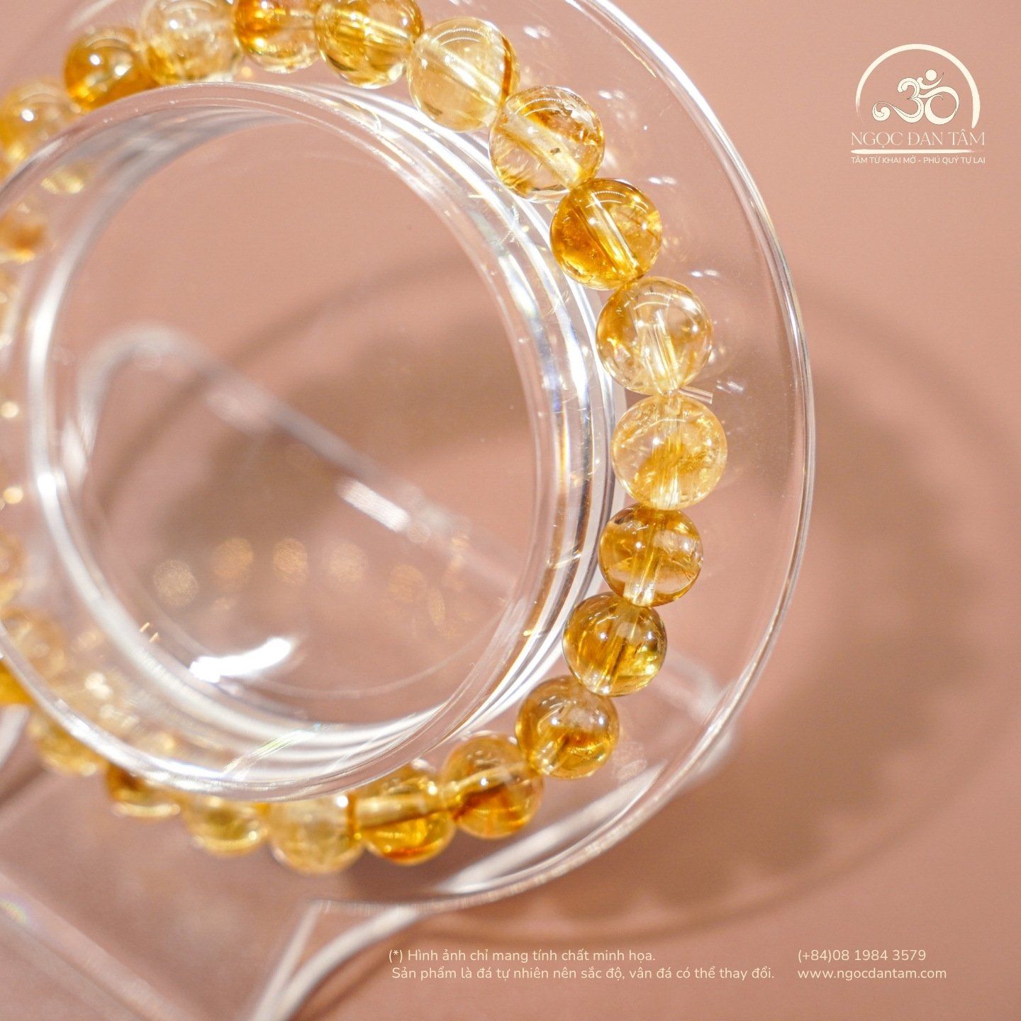  Vòng Tay Thạch Anh Vàng Hoa Bay 7mm 3A 