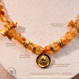  Vòng Cổ Đá Thạch Anh Vàng Thuôn 6x8mm Phối Charm Chùy Kim Cang 