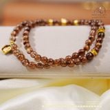  Chuỗi Vòng Tay Thạch Anh Tóc Nâu Đồng Trục 6mm VVIP Phối Charm Bạc 925 Mạ Vàng Cao Cấp 