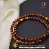  Chuỗi Vòng Tay Thạch Anh Tóc Nâu Đồng Trục 6mm VVIP Phối Charm Bạc 925 Mạ Vàng Cao Cấp 