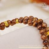  Chuỗi Vòng Tay Thạch Anh Tóc Nâu Đồng Trục 6mm VVIP Phối Charm Bạc 925 Mạ Vàng Cao Cấp 