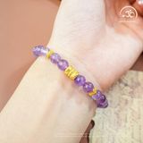  Vòng Tay Thạch Anh Tím 6mm 2A Phối Charm 2 Đầu Sen 