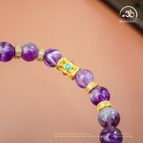  Vòng Tay Thạch Anh Tím Vân Mây 8mm 2A Phối Charm Lu Thống 2 màu 