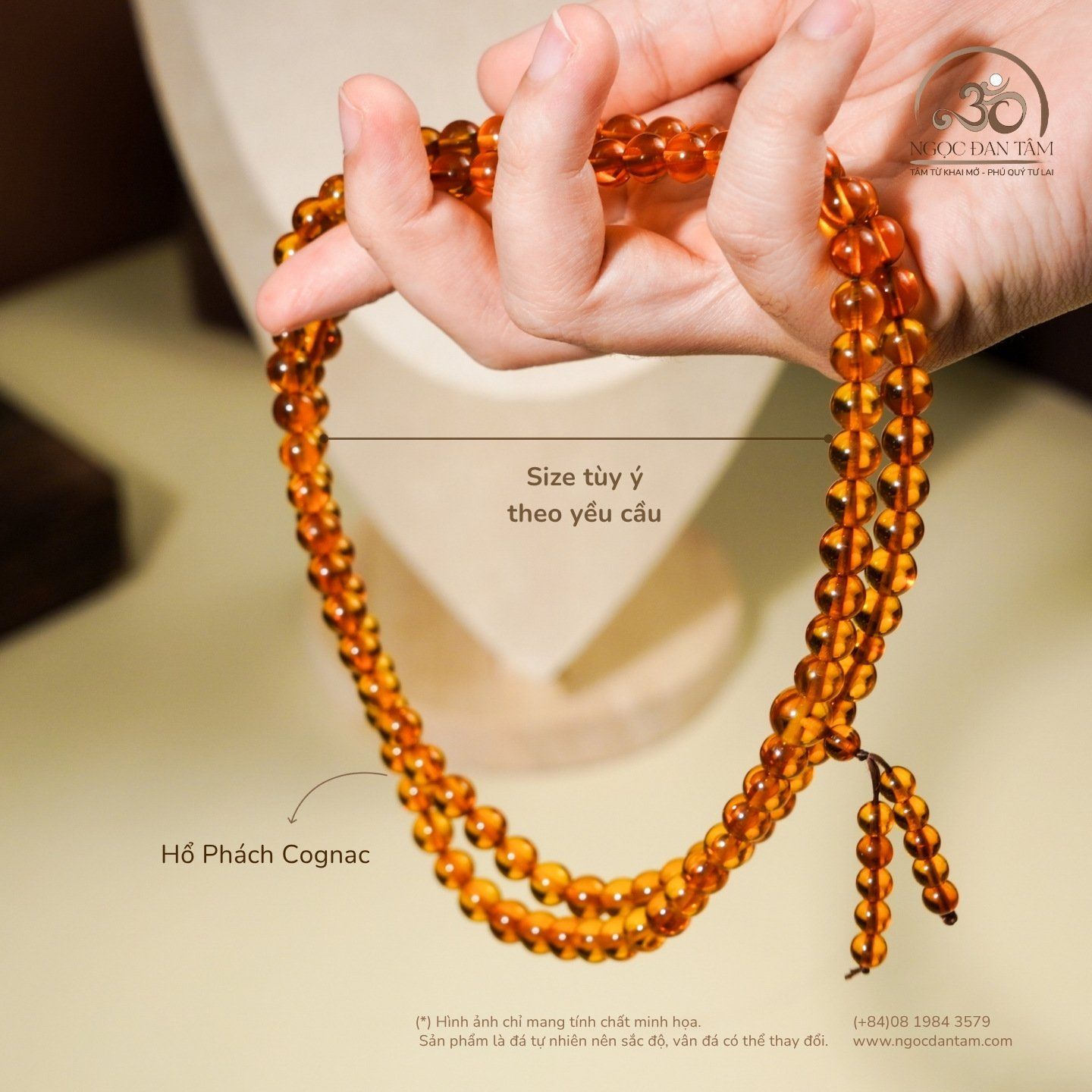  Tràng Hạt Hổ Phách Cognac 27gram 