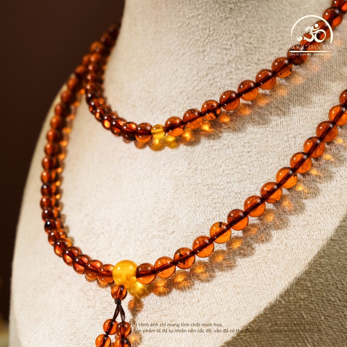  Tràng Hạt Hổ Phách Cognac Đậm 27gram 