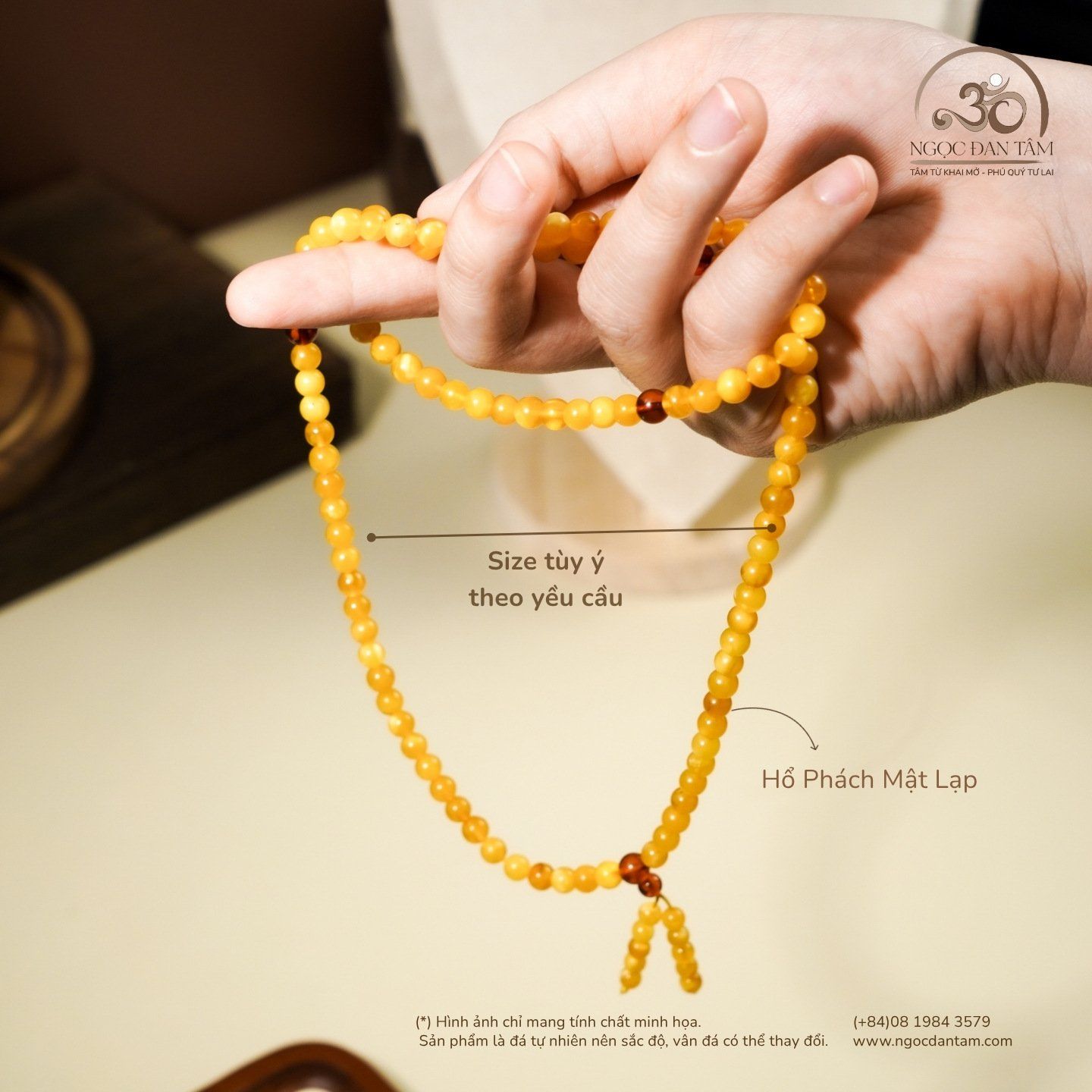  Tràng Hạt Hổ Phách Mật Lạp 13gram 