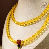  Tràng Hạt Hổ Phách Vàng Trong Phối Huyết Phách 30gram 