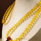  Tràng Hạt Hổ Phách Vàng Trong Phối Huyết Phách 30gram 