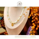  Vòng Cổ Angelite 8mm Phối Charm Mặt Dây Chuyền 12 Con Giáp Đính Đá 