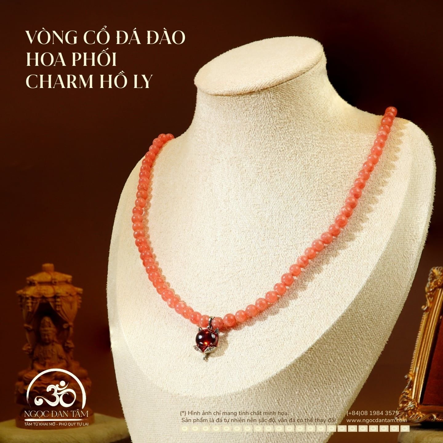  Vòng Cổ Đào Hoa Hồ Ly 6mm 