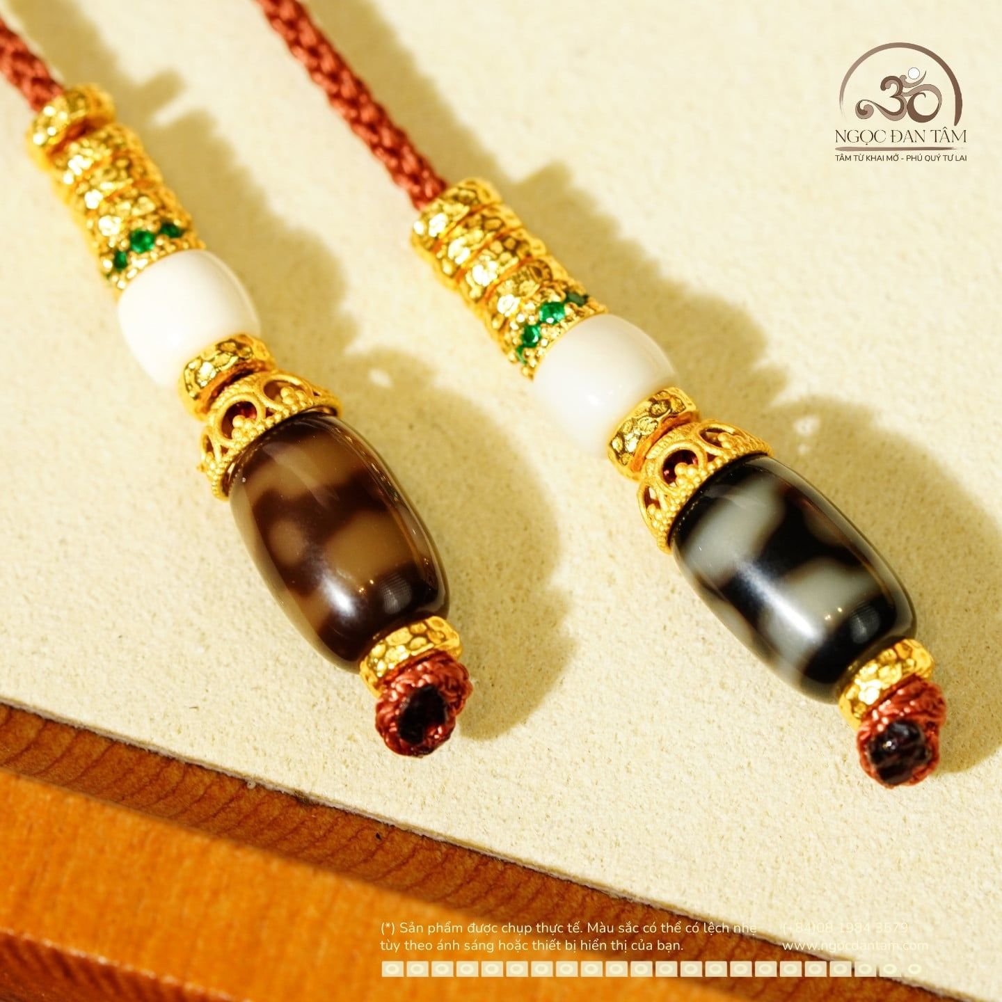  Vòng Cổ Dzi Bảo Bình Hoa Sen 3 Mắt Ju Yuan 22x19 