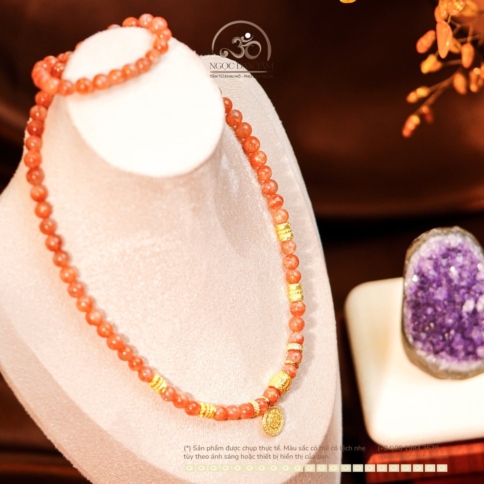  Vòng Cổ Đá Mặt Trời 7mm 4A Phối Charm MDC 12 Con Giáp Vòng Xoay Đính Đá 