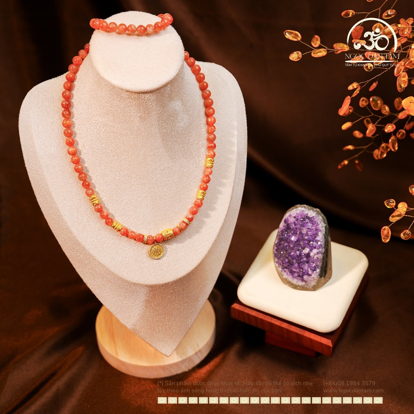  Vòng Cổ Đá Mặt Trời 7mm 4A Phối Charm MDC 12 Con Giáp Vòng Xoay Đính Đá 