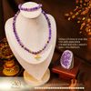 Vòng Cổ Thạch Anh Tím Vân Mây 8mm Phối Charm Mặt Dây Chuyền Kim Cang Phối Đá