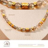  Vòng Cổ Xà Cừ 6mm 5A Phối Charm Trụ Chú Omani Mạ Vàng Viền Bạc 