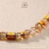  Vòng Cổ Xà Cừ 6mm 5A Phối Charm Trụ Chú Omani Mạ Vàng Viền Bạc 
