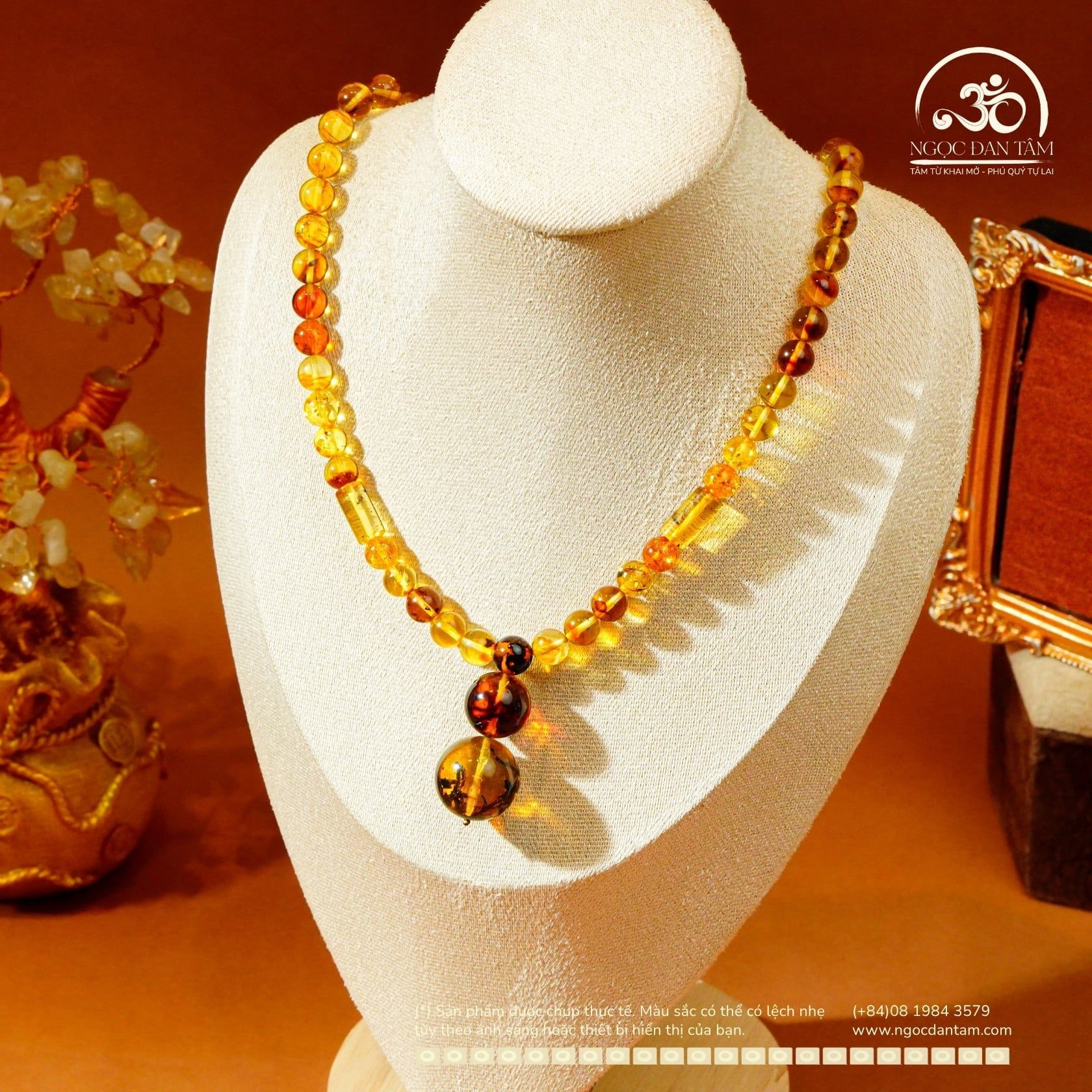  Vòng Cổ Hổ Phách Hồ Lô 