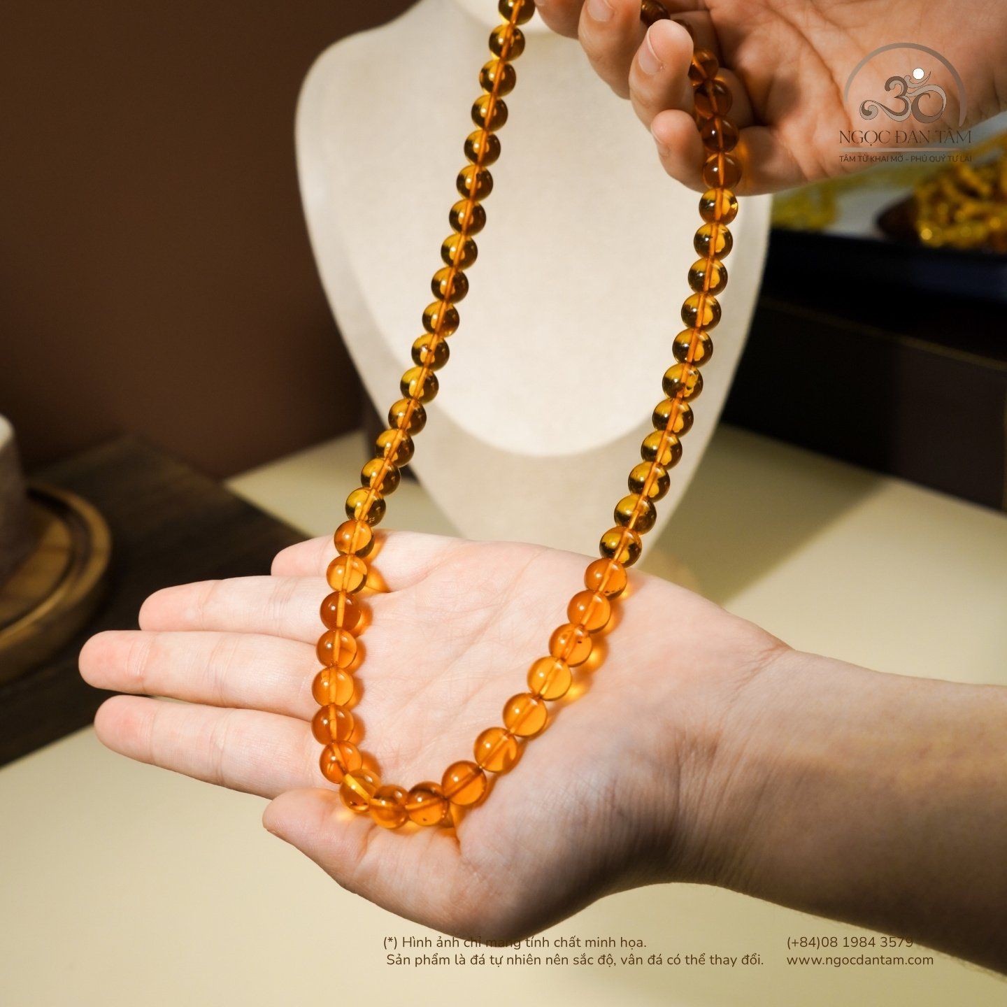  Vòng Cổ Hổ Phách Cổ 25,2gram 