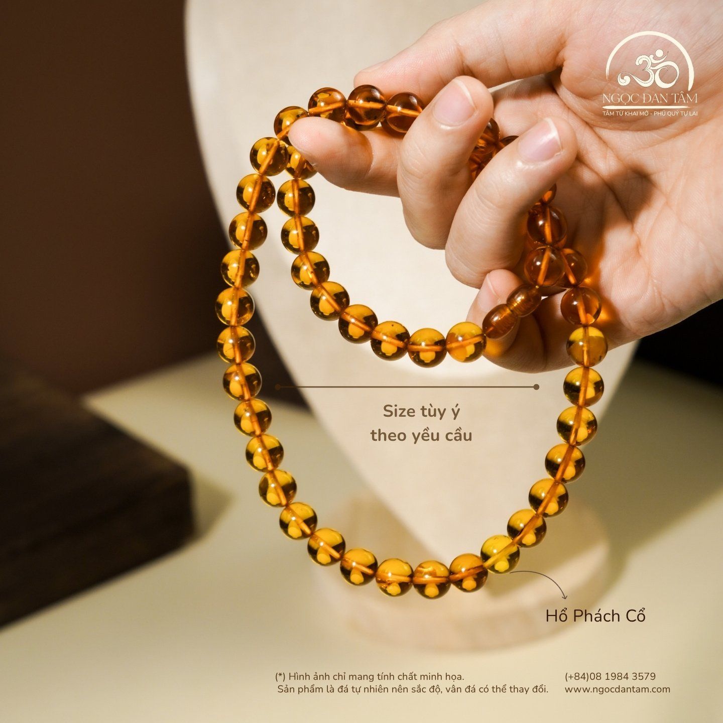  Vòng Cổ Hổ Phách Cổ 25,2gram 