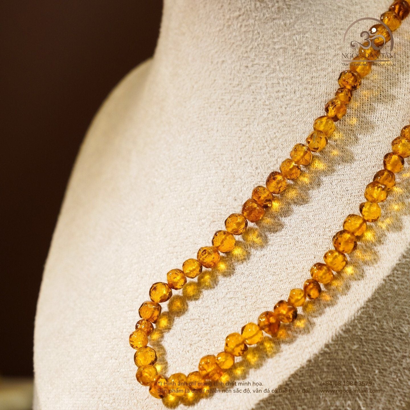  Vòng Cổ Hổ Phách Cognac Tròn Thô 12gram 