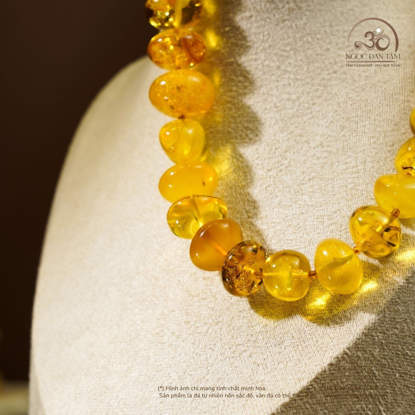  Vòng Cổ Hổ Phách Cognac 15x20mm 67gram 