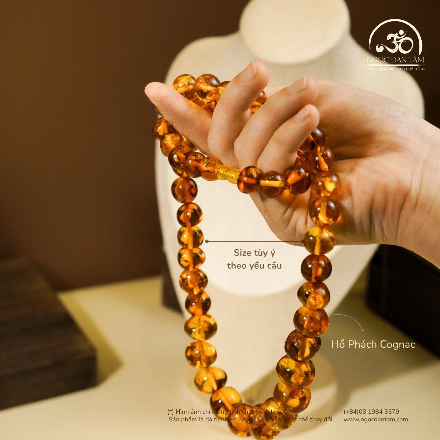  Vòng Cổ Hổ Phách Cognac 10x19mm 72gram 