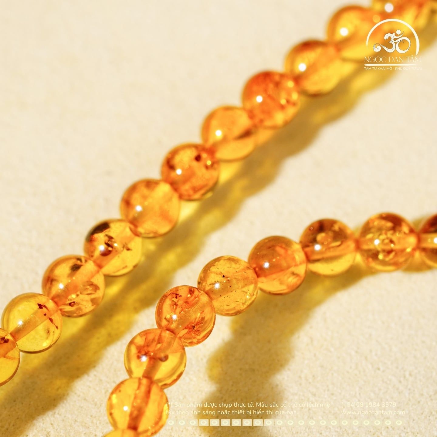  Vòng Cổ Hổ Phách Cognac Hoa Bay 