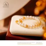  Bộ Trang Sức Hổ Phách Đa Sắc & Ngọc Trai + Charm Chùy Kim Cang 