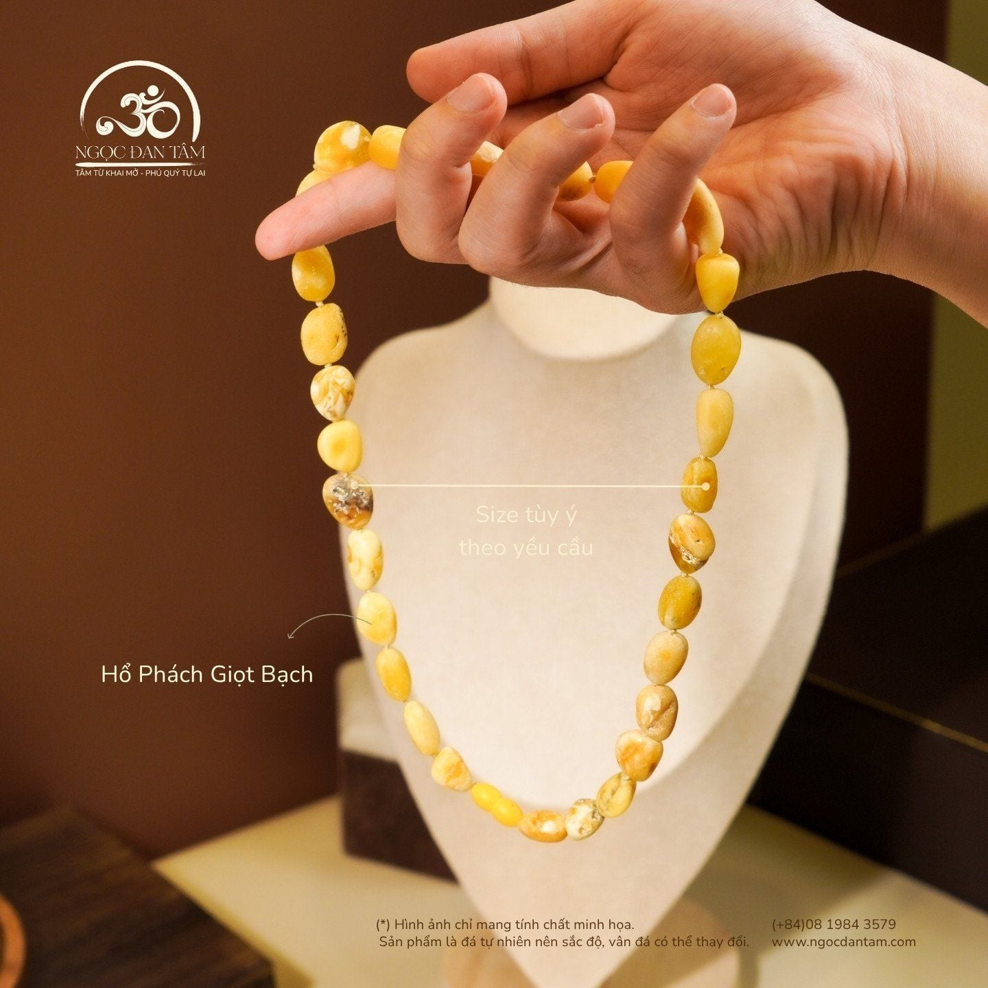  Vòng Cổ Hổ Phách Giọt Bạch 23gram 